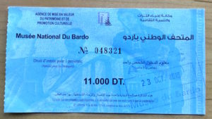 A photo of my entrance pass to the Bardo Museum